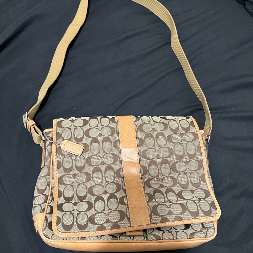 Coach Signature Brown and Tan Crossbody Bag